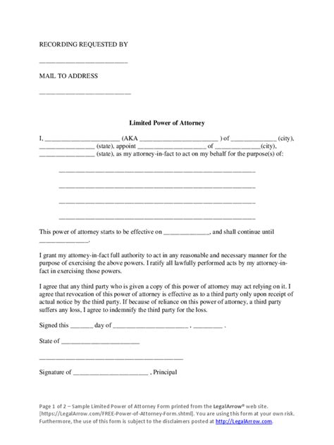 Limited Power Of Attorney Form 37 Free Templates In Pdf Word Excel
