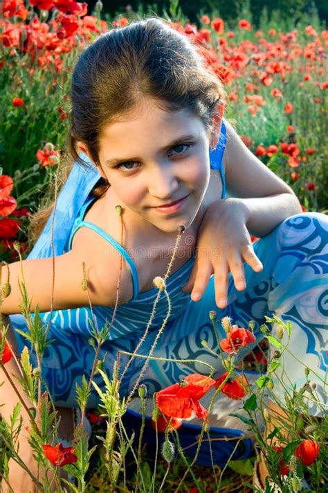 Portrait Teen Girl With Poppy Stock Image Image Of Fresh Nose 11730257