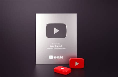 Premium Psd Silver Play Button Youtube Mockup
