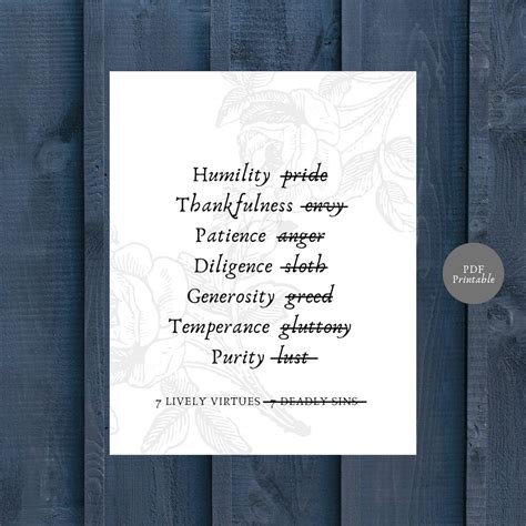 7 Lively Virtues Combat The 7 Deadly Sins 8x10 Instant Etsy Uk
