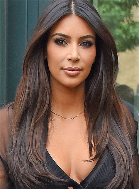 Kim kardashian is no stranger to controversy, and her hairstyle at an awards show saturday is ruffling feathers. Kim Kardashian Middle Parting Long Straight Lace Front ...
