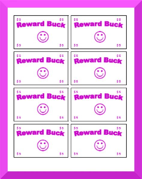 Printable Reward Bucks Template Printable Word Searches