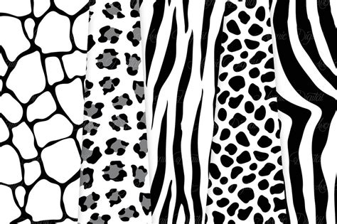 Black And White Animal Prints Seamless Vector Patterns By