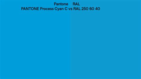 Pantone Process Cyan C Vs Ral Ral 250 60 40 Side By Side Comparison