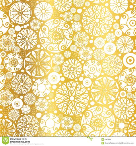 Vector Gold White Abstract Doodle Circles Seamless Pattern