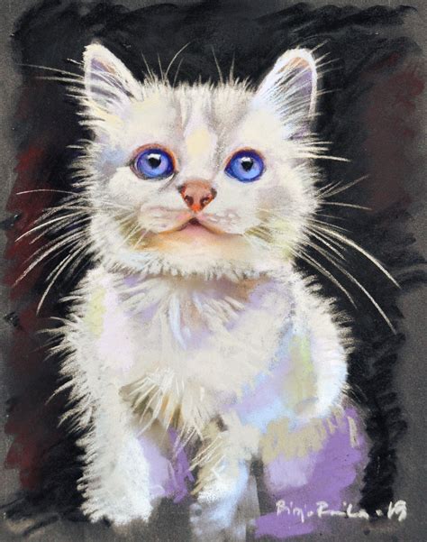 Cat Art Original Kitten Painting Pastel Painting Etsy Cat Art