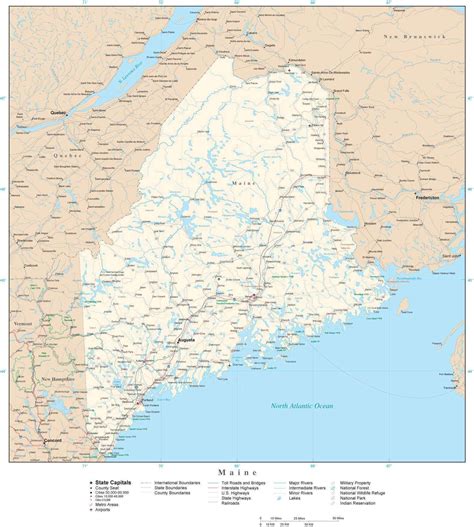 Maine Detailed Map In Adobe Illustrator Vector Format Detailed