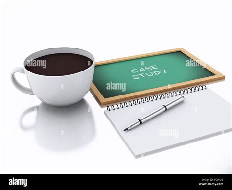 3d Notepad And Cup Of Coffee Study Concept On Whi Stock Photo Alamy