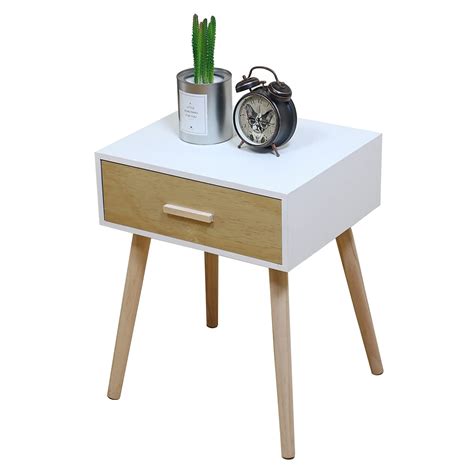Buy Retro Bedside Table White Oak Wooden Night Stand Bedside Cabinets