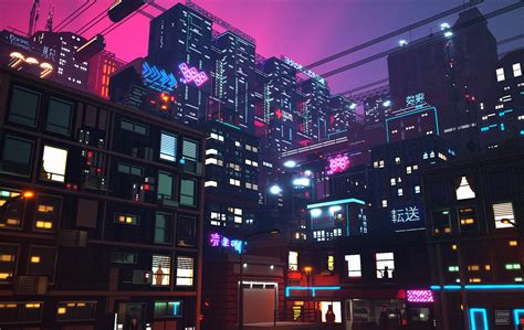 Futuristic Neon City Concept Art