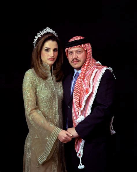 King Of Jordan Abdullah Ii Poses With His Wife Queen Rania On Queen Rania Royal Weddings