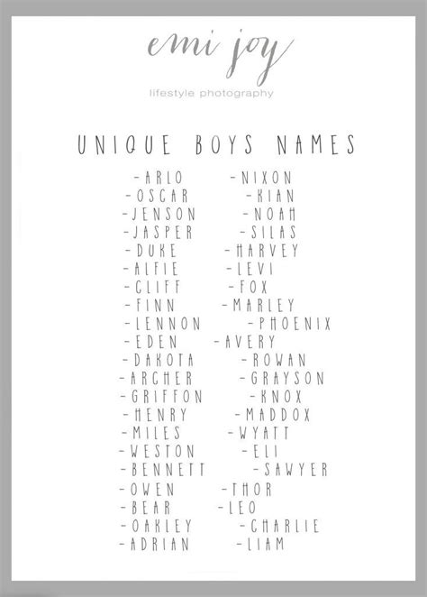 Unique Boy Names 2020
