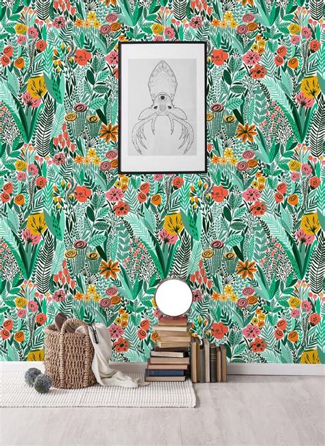 Green Tropical Mix Removable Wallpaper Peel And Stick