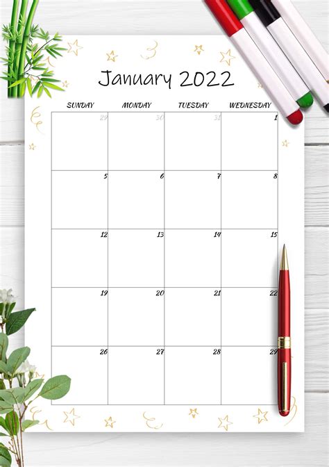 Free January 2022 Calendar Printable Pdf Template With Holidays
