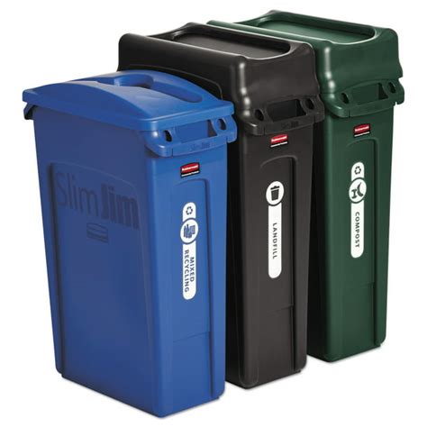 Rubbermaid Commercial Slim Jim Recycling Container Rectangular 23 Gal