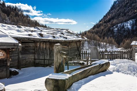 Free Images South Tyrol Almen Village Mountain Hut Winter