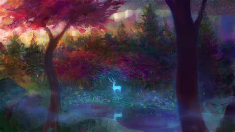 Download Spirit Forest Fantasy Deer Hd Wallpaper By J Witless