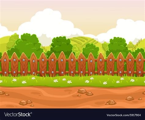 Seamless Cartoon Country Landscape Royalty Free Vector Image