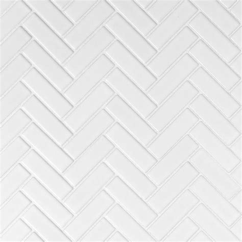 White Herringbone Porcelain Mosaic White Herringbone Tile