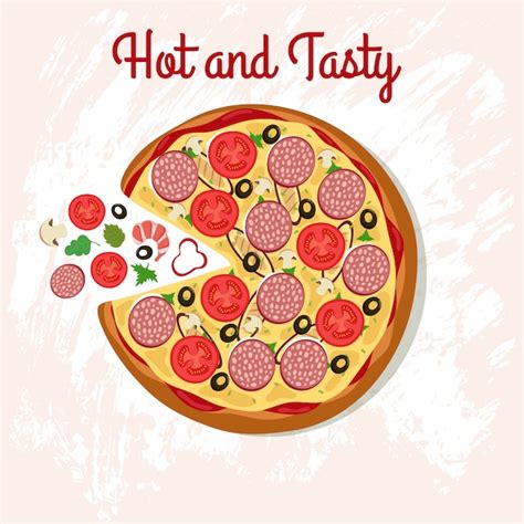 Premium Vector Delicious Pizza On Table With Pizza Ingredients