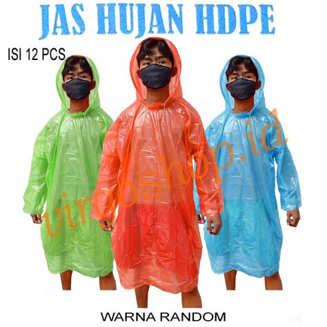 Jas Hujan Plastik Ponco Warna Campur Isi 12 Pcs Lusinan  Shopee Indonesia