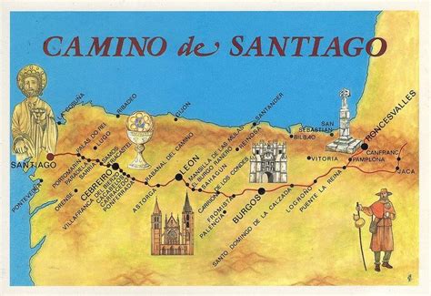 Illustrated Route Of The Camino De Santiago Camino De Santiago Ap