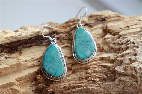 Arizona Turquoise Earrings Rare Blue Turquoise Sterling Silver