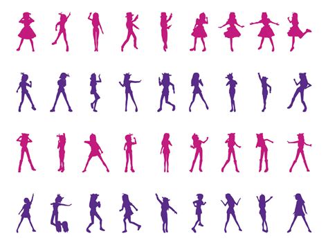 Dancing Girls Silhouettes Set Vector Art And Graphics