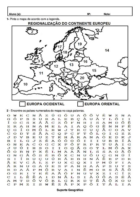 Mapa Da Europa Numerado Em Pdf Atividade Suporte Geografico Images