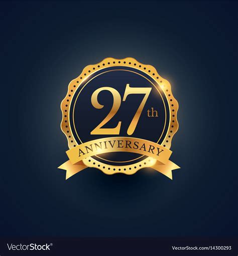 27th Anniversary Celebration Badge Label Vector Image