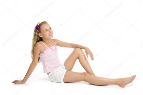 Pretty Teenage Girl Sit On Floor — Stock Photo © Vadimpp 1610061