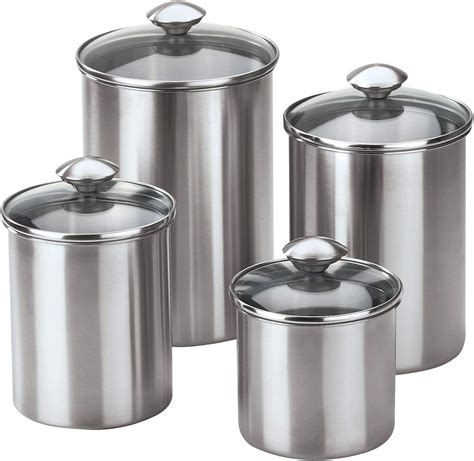 nu steel canister set collection 4 piece s steel food storage container with
