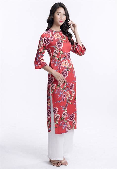 Ao Dai Women Vietnamese Traditional Long Dress Silk Cach Tan Asian Da Hoi L61a Dresses