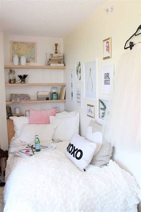 Take advantage of your small room's vertical space when considering storage and organization options. Dorm Room Decor Ideas and Small Space Hacks | Domino ...