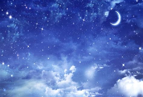 Laeacco Moon Backgrounds Glitter Star Universe Blue Sky