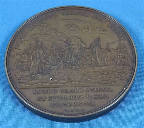 19th Century Bronze War Of 1812 Medal Commemorating Commodore Oliver