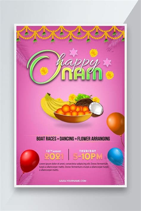 Happy Onam Poster With Pink Background Design Template Pikbest Templates Psd Free Download Free