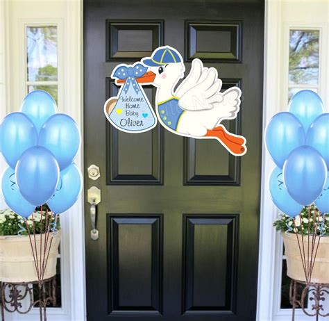 Welcome Home Baby Door Sign Hospital Door Hanger Stork Etsy