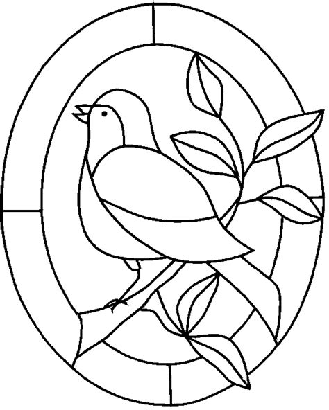 Knip cirkels uit het zwarte papier. Knutselcategorie: Kleuren: Vogel in glas in lood vorm