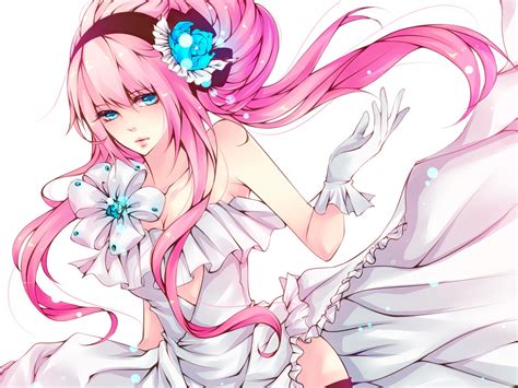 Vocaloid Dress Megurine Luka Long Hair Pink Hair Anime Anime Girls Hair