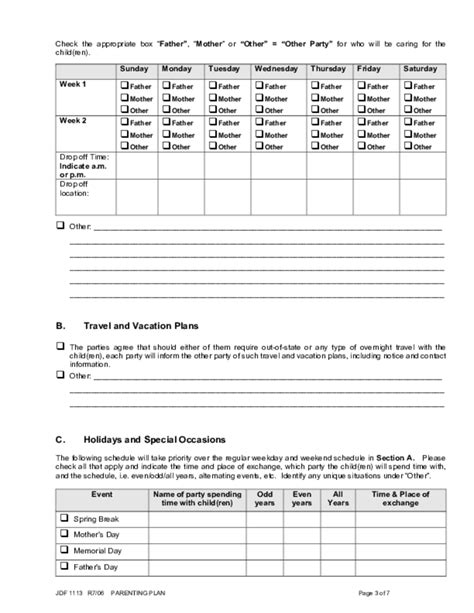 Parenting Plan Template - Colorado Free Download