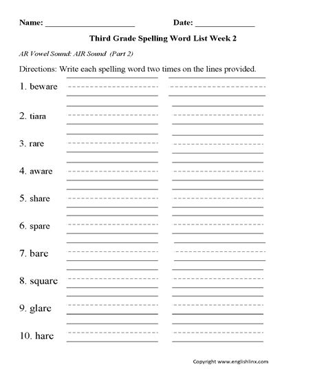 Create your own spelling lists or use our 3rd grade spelling lists. Spelling Worksheets | Third Grade Spelling Words Worksheets