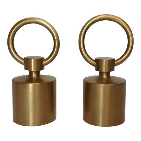 German Custom Brushed Brass Finial Ends A Pair Chairish