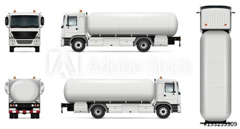 tank truck vector mock  isolated template  tanker lorry  white vehicle branding mockup