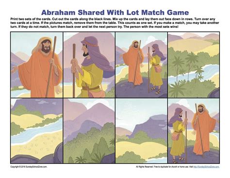 Abraham Shared With Lot Match Game Childrens Bible Activities