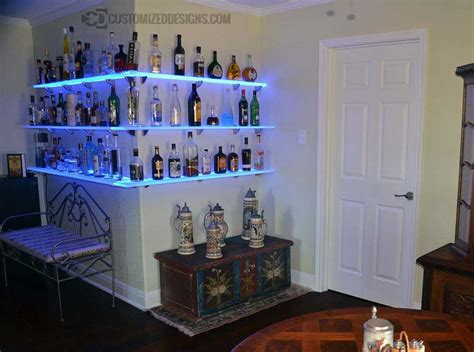 Led Lighted Floating Corner Bar Shelves Home Bar Ideas Products And Ideas