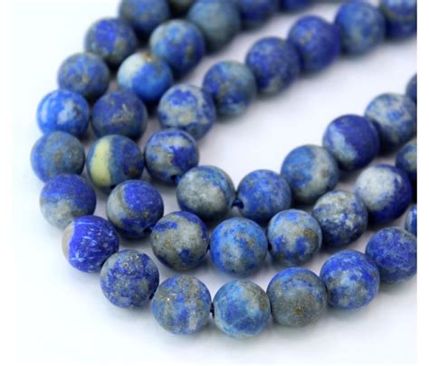 Matte Lapis Lazuli Beads With Veins And Inclusions 8mm Round Golden