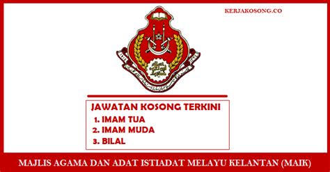 Universiti malaysia kelantan mempelawa rakyat malaysia yang berumur 18 tahun yang berkelayakan, boleh bekerja dalam teamwork dan inovatif untuk mengisi kekosongan terkini yang dibuka. Jawatan Kosong Majlis Agama Islam dan Adat Istiadat Melayu ...