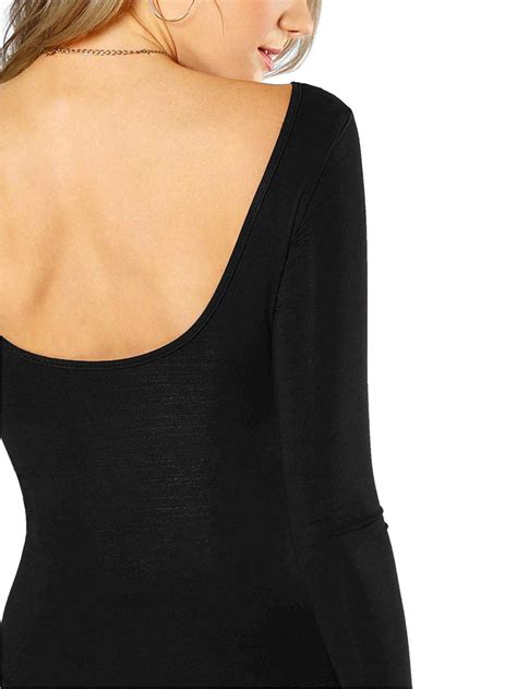 Verdusa Womens Long Sleeve Bodycon Leotard Bodysuit Black Size Small Rnzw Ebay