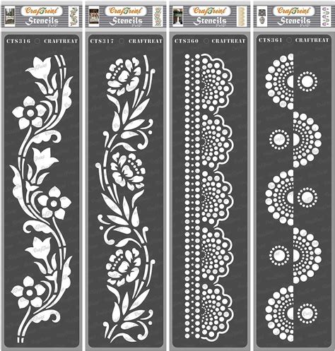Craftreat Flower Border Stencils For Painting On Wood Canvas Paper
